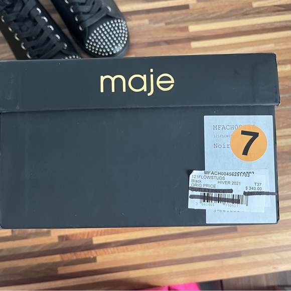 NIB Maje Flowstuds Leather Studded Trainer Sneakers - Picture 16 of 16